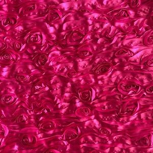 3D Raised Rose Hot Pink Fabric Wedding Prom Quinceañera 2.2 Yards
